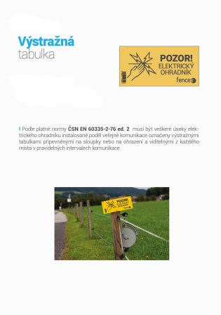 Tabulka v&yacute;stražn&aacute; &ndash; POZOR ELEKTRICK&Yacute; OHRADN&Iacute;K